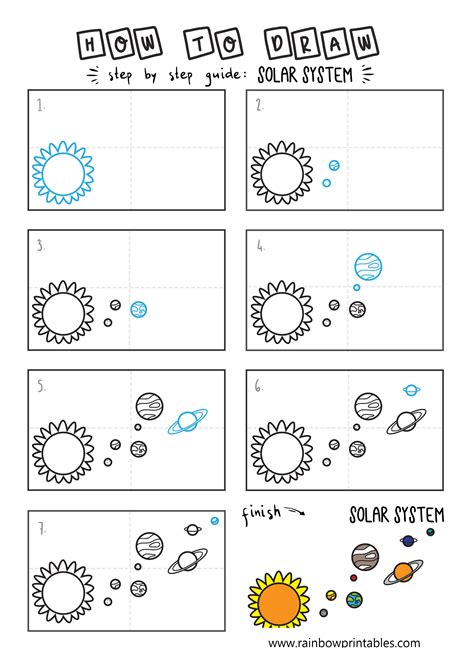 How To Draw The Solar System - Rainbow Printables