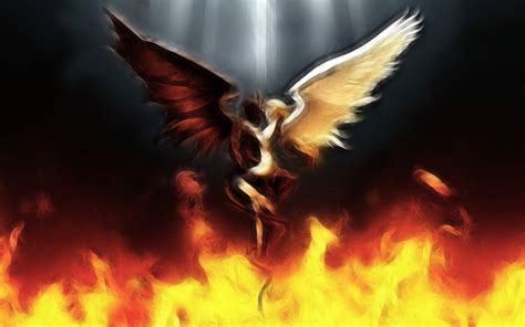 Painting of angel devil over fire, angel, artwork, fantasy art, Devil HD wallpaper | Wallpaper Flare