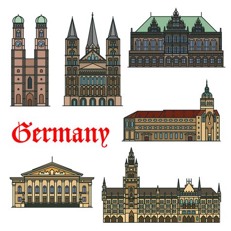 Architectural travel landmarks of Germany 11662532 Vector Art at Vecteezy