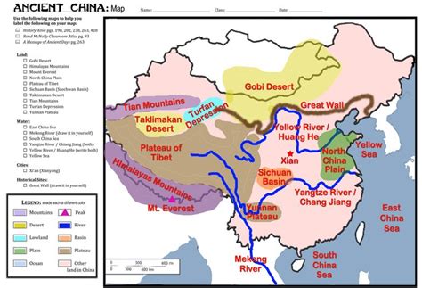 Ancient China Map Activity Labeled