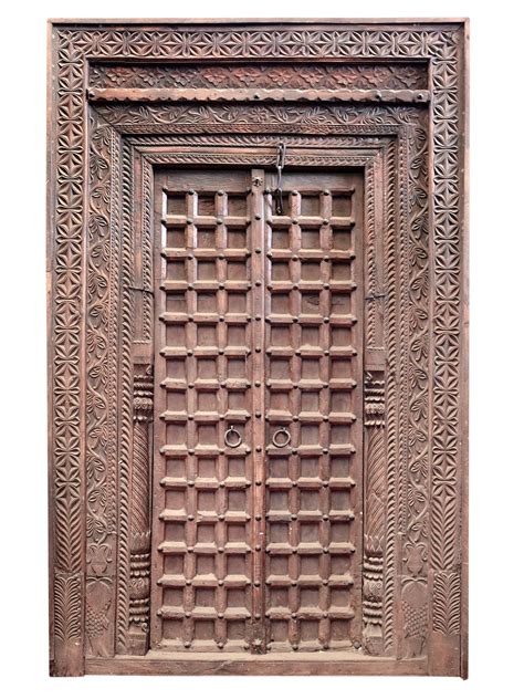 102'' Large Finely Carved Old Wooden Door | Vintage Doors From Rajasthan | Exotic India Art