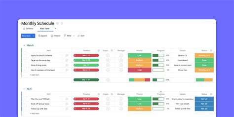 Monthly Schedule Template For Excel - Download Now For Free