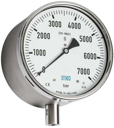 bourdon tube high pressure DIN16001 gauge with solid front • Stiko