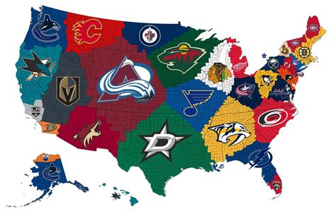 Cool map of teams and counties. : nhl