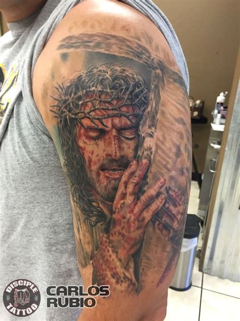 carlosrubio:jesus-christ-full-color-color-movie-tattoo-passion-of-christ-god-bloody-cross ...