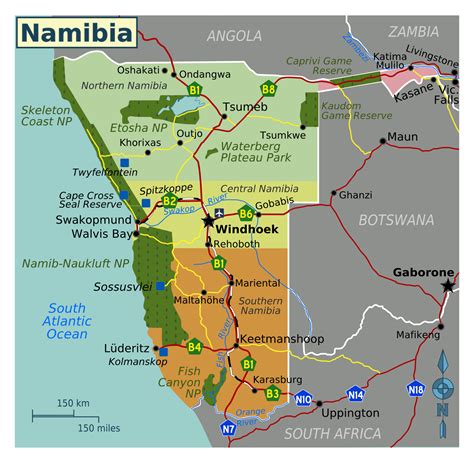 Large regions map of Namibia | Namibia | Africa | Mapsland | Maps of the World