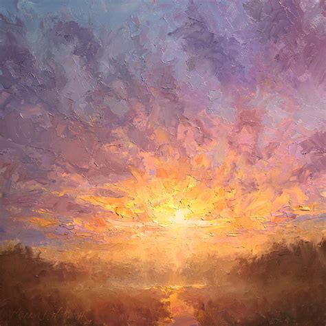 Impressionistic Sunrise Landscape Painting Painting by Karen Whitworth