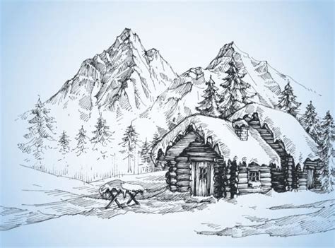 How To Draw Snowy Mountains