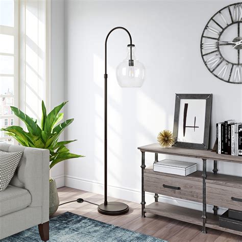 Evelyn&Zoe Verona Modern Farmhouse Metal Arc Floor Lamp, Black - Walmart.com - Walmart.com