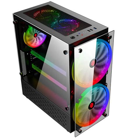 RGB Computer Case Double Side Tempered Glass Panels ATX Gaming Cooling PC Case w Sale - Banggood USA