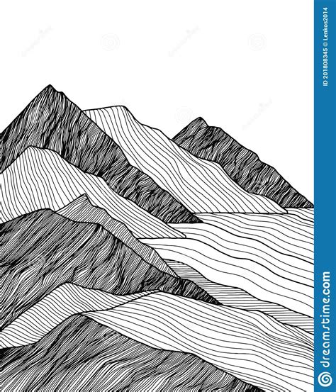 Mountain Illustration, Line Illustration, Landscape Illustration, Mountain Drawing, Mountain ...