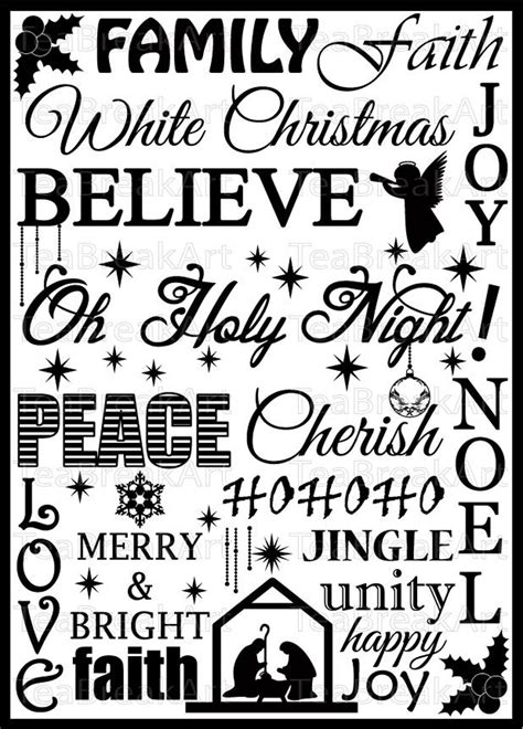 Christmas Word Art Typography PNG JPG EPS Cutting Files - Etsy