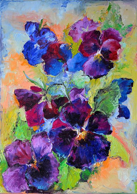 Pansy Flowers - Spring Flowers - Oil Painting Painting by Soos Roxana Gabriela - Pixels