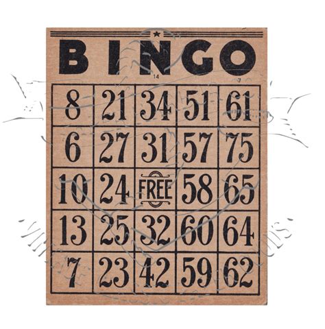 Vintage Bingo Card PNG Digital Image Clip Art Commercial Use | Etsy