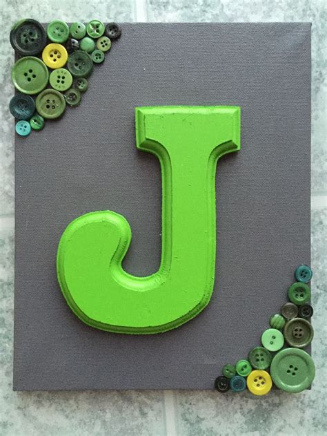 Letter art canvas - paint the canvas & wooden letter -hot glue buttons & letter on canvas | Art ...