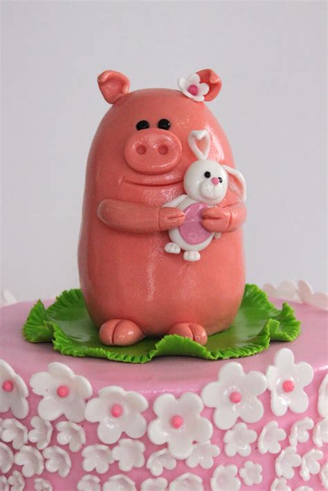 Baby Shower Pig Topper Cake