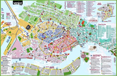 Venice Attractions Map PDF - FREE Printable Tourist Map Venice, Waking Tours Maps 2020