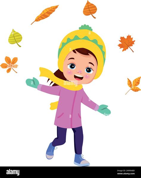 dry leaves and cute child Stock Vector Image & Art - Alamy