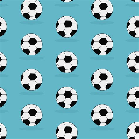 Bright cute pattern with soccer balls on blue background. Seamless pattern with soccer for ...