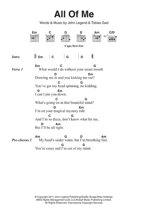 All Of Me by John Legend - Guitar Chords/Lyrics - Guitar Instructor