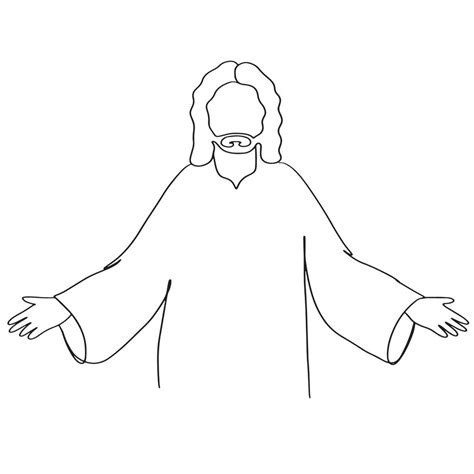 Religious Line Art, Jesus Simple Sketch, God Outline Drawing, Vector Illustration, Faith graphic ...