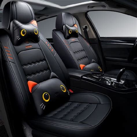 Universal Fit Car Interior Accessories Seat Covers For Sedan PU Leather Adjuatable Five Seats ...