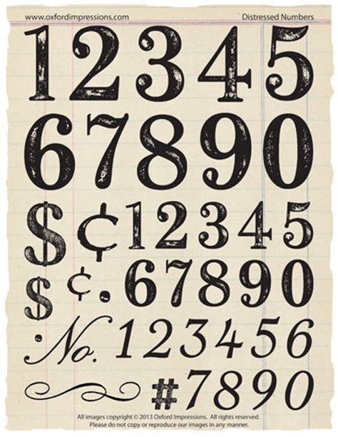 Vintage Numbers Type Numbers Font Ink Pinterest