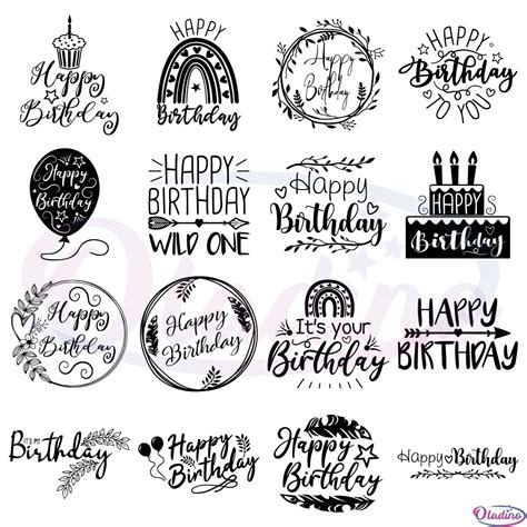 Happy Birthday Bundle SVG, Boho Birthday SVG, Birthday Party SVG - Oladino