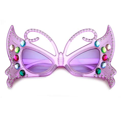 Butterfly Shape Rhinestone Jeweled Party Novelty Costume Glasses - sunglass.la