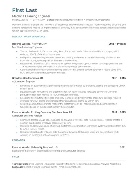 Artificial Intelligence Specialist Resume Examples for 2024 | Resume Worded