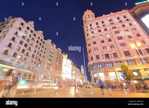 Gran Via shopping street Madrid Spain Stock Photo - Alamy