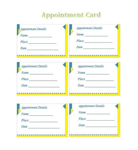 Appointment Reminder Cards Template