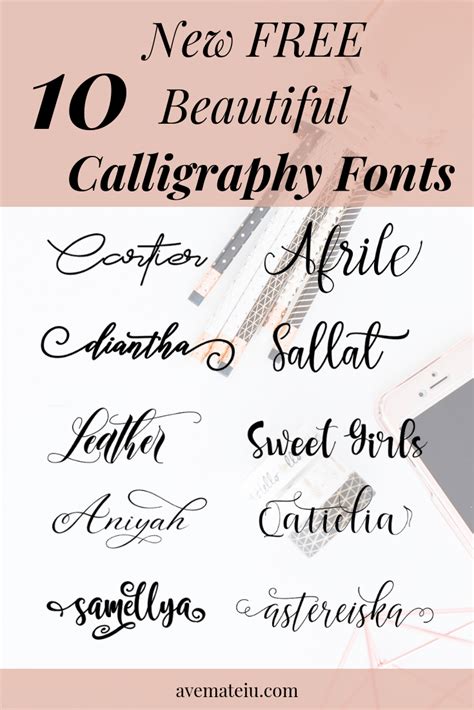 10 New FREE Beautiful Calligraphy Fonts (Ave Mateiu) | Free calligraphy fonts, Chalkboard fonts ...