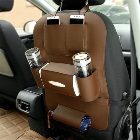 High quality Leather Car Seat Back Storage Bags Pocket Stowing Tidying Car Interior Accessories ...