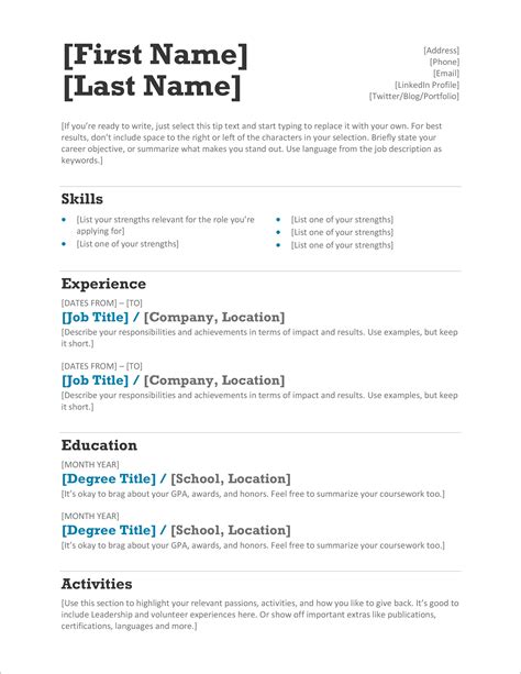 Simple Cv Format Word - Riset