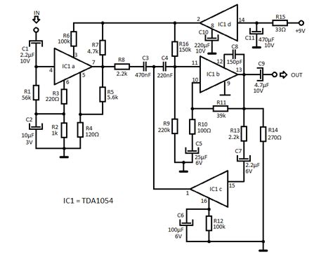 Audio Compressor Circuit with TDA1054 - ElectroSchematics.com