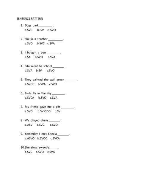 Sentence pattern worksheet | Live Worksheets - Worksheets Library