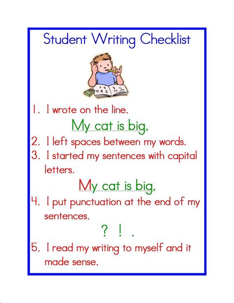 My First Grade Backpack: Student Writing Checklist