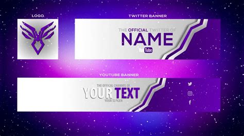 Cool Purple YouTube Banner Template | Banner + Twitter Header and Logo (PSD) - YouTube