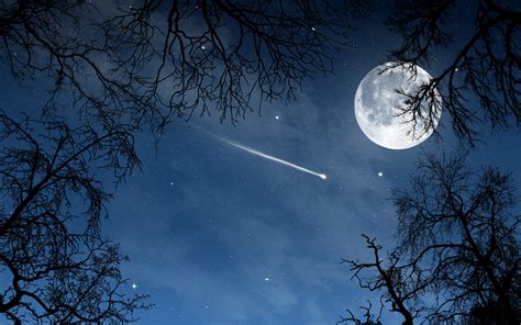 Moon and Stars Wallpaper from Our Universe and More. Beautiful night sky with full moon, stars ...