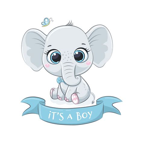 Cute baby elephant with phrase - It's a boy 3293060 Vector Art at Vecteezy