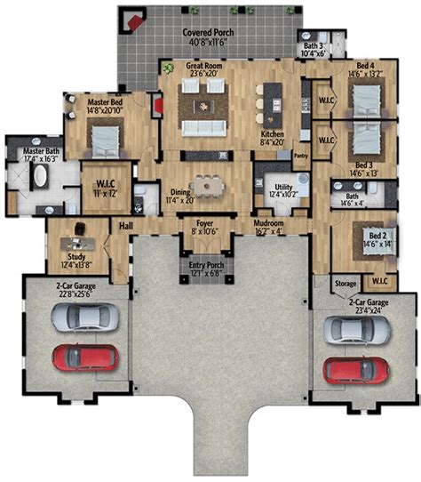 Modern Hill Country House Plan with Split Bedrooms - 430027LY | Architectural Designs - House Plans