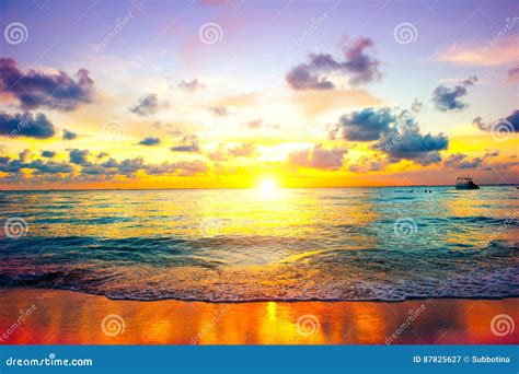 Sunset Beach of Caribbean Island Stock Image - Image of season, scene: 87825627