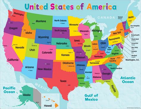 Colorful United States Of America Map Chart | America map, United states map, Usa map