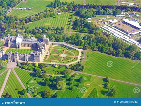 Aerial View of Windsor Castle and Staging for the Royal Wedding of Prince Harry and Meghan ...