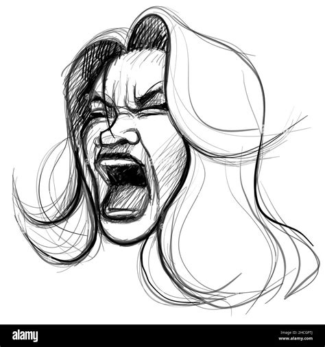 Sketch of an imaginary woman screaming - vector illustration Stock Vector Image & Art - Alamy