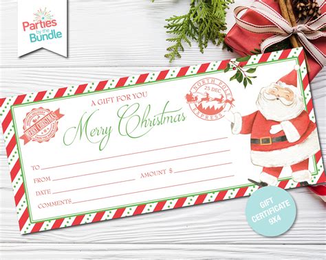 Printable Christmas Gift Certificate Santa Gift Voucher Gift | Etsy