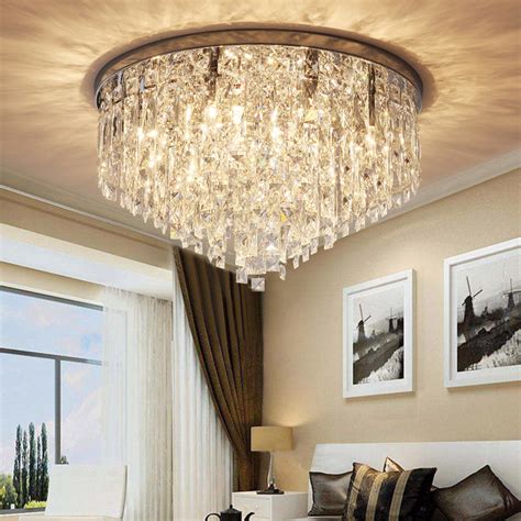 Contemporary Round Crystal Chandelier - Flush Mount Ceiling Lights - Sofary