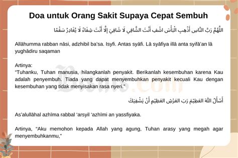 Ucapan Doa untuk Orang Sakit Supaya Cepat Sembuh Menurut Islam