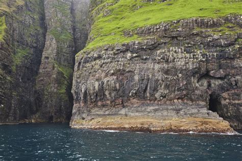 Stunning Green Cliffs and Caves. Atlantic Ocean, Faroe Islands Stock Photo - Image of mountain ...